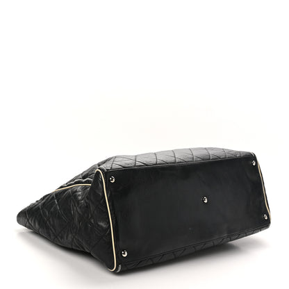 Chanel Lambskin Quilted Large East West Tote Black 4 of 10