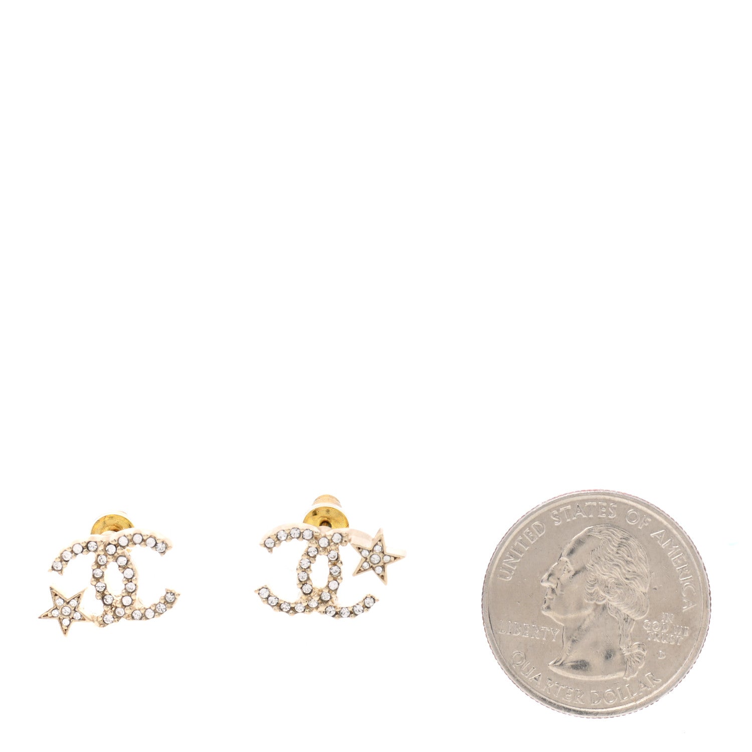 Chanel Crystal CC Starfall Earrings Gold 2 of 5