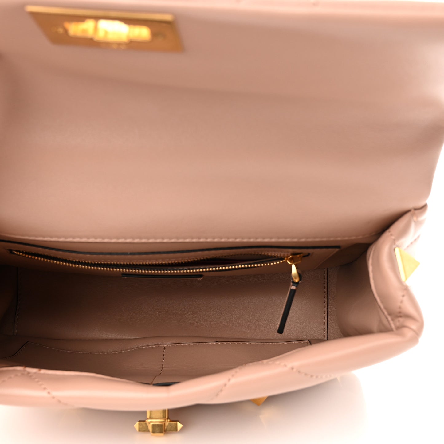 Nappa Large Roman Stud Shoulder Bag Rose Cannelle