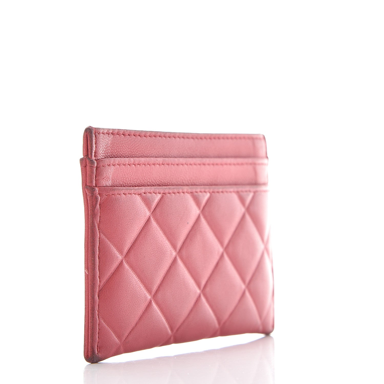 Chanel Lambskin Quilted Diamond CC Card Holder Red 3 of 11