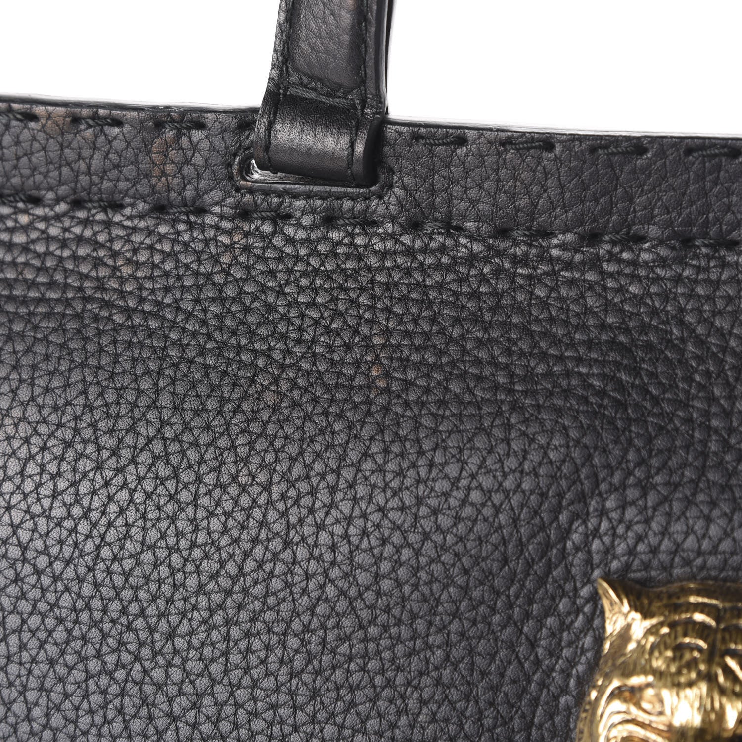 Gucci Calfskin Feline Medium GG Marmont Top Handle Bag Black 10 of 10