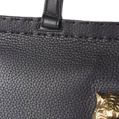 Gucci Calfskin Feline Medium GG Marmont Top Handle Bag Black 10 of 10