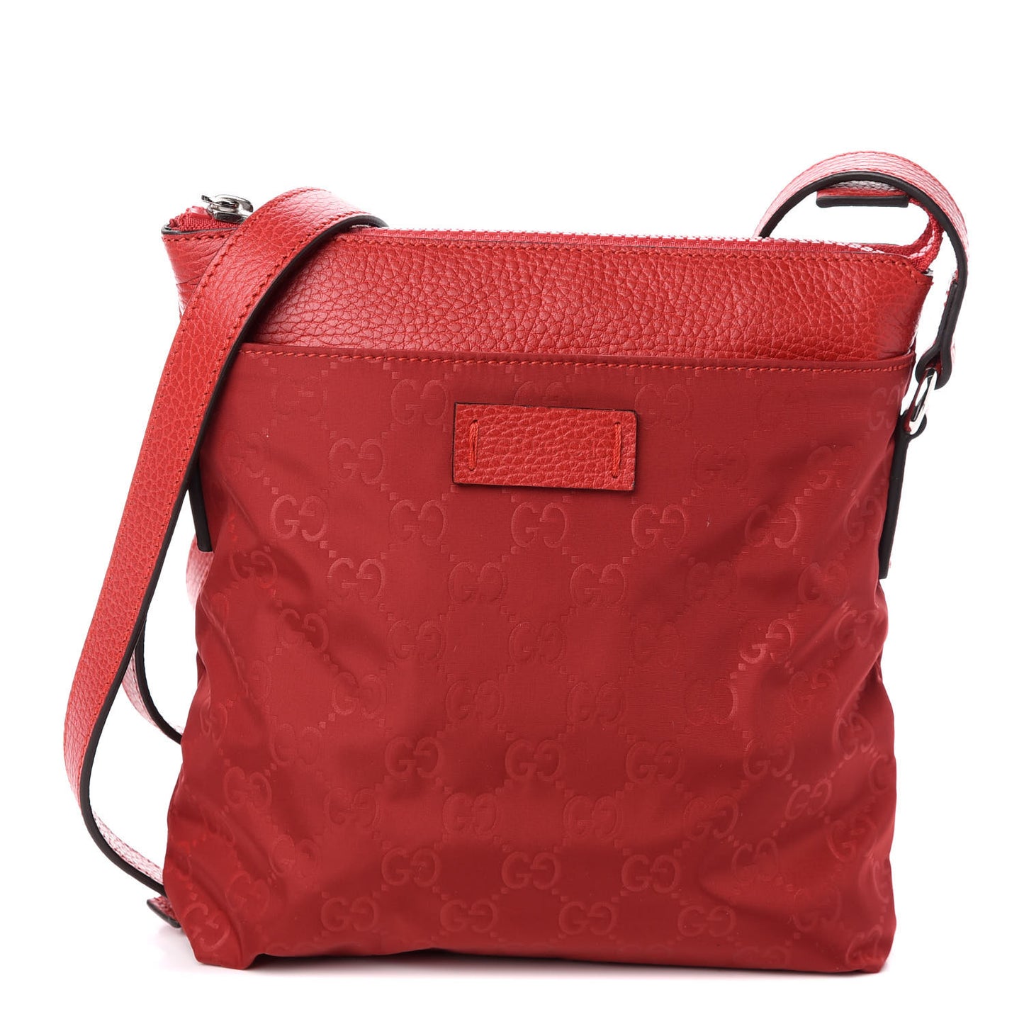 Nylon Monogram Dollar Calfskin Small Flat Messenger Bag Vibrant Red