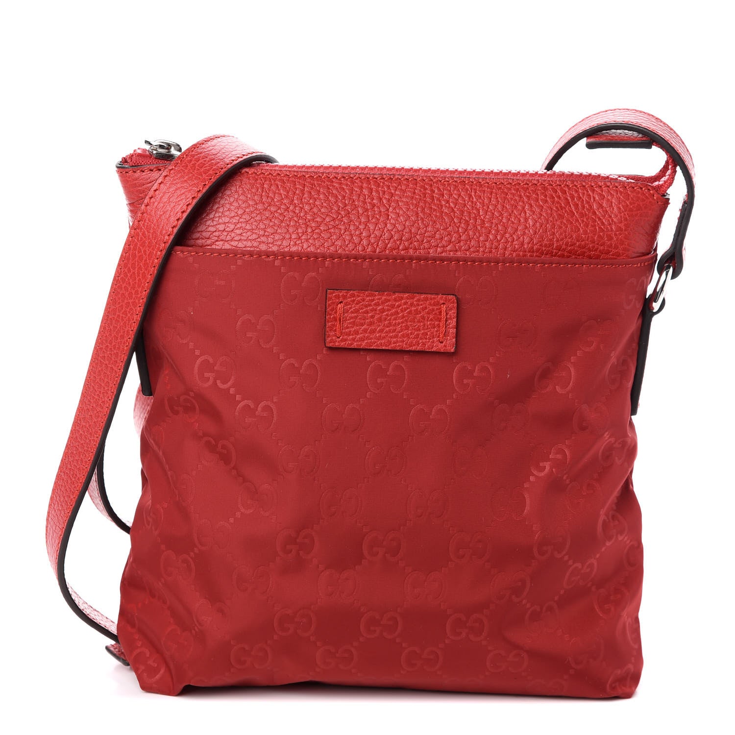 Gucci Nylon Monogram Dollar Calfskin Small Flat Messenger Bag Vibrant Red 1 of 9