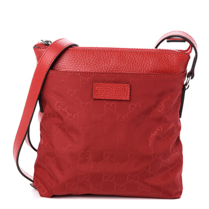 Gucci Nylon Monogram Dollar Calfskin Small Flat Messenger Bag Vibrant Red 1 of 9