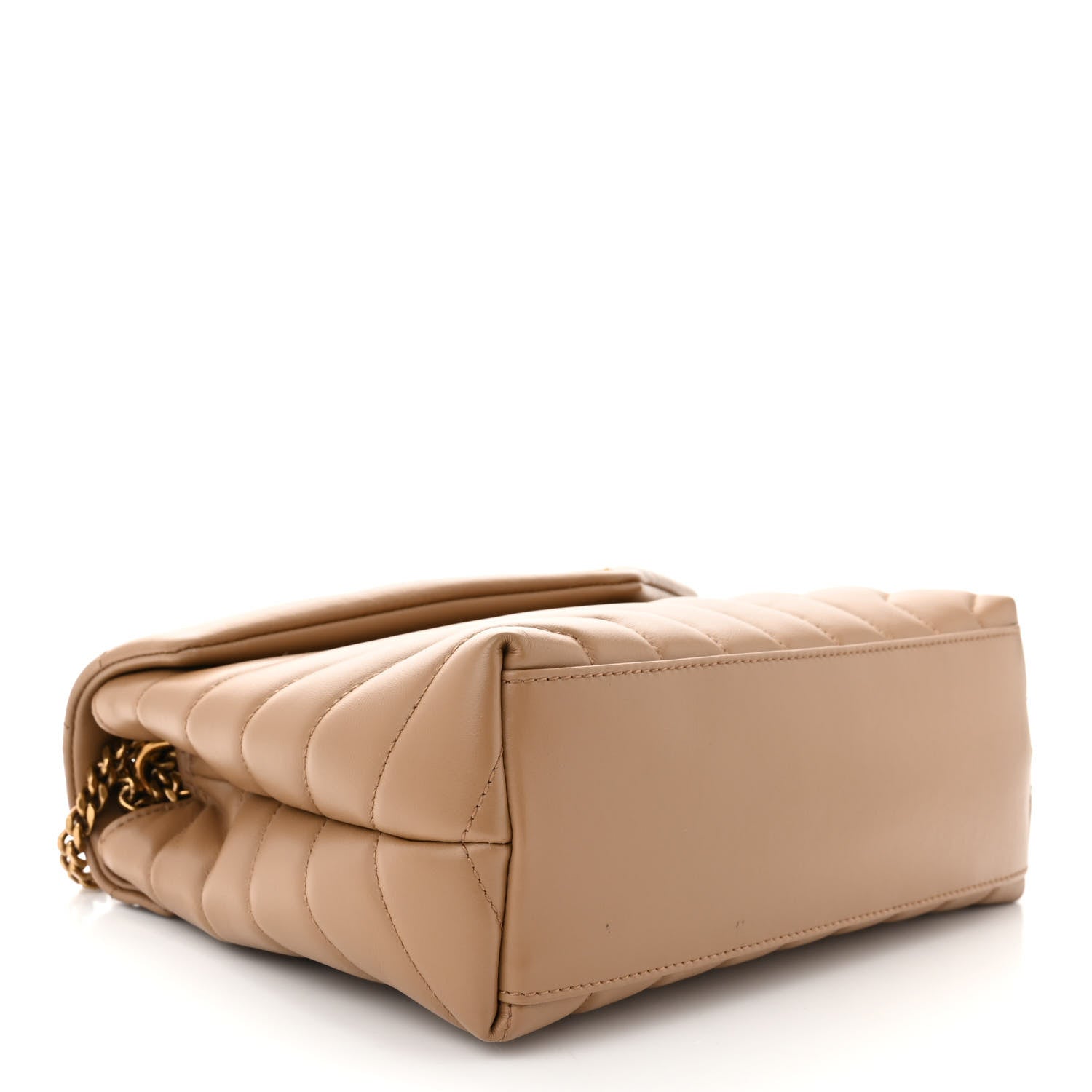 Saint Laurent Calfskin Y Quilted Monogram Small Loulou Chain Satchel Dark Beige 4 of 13