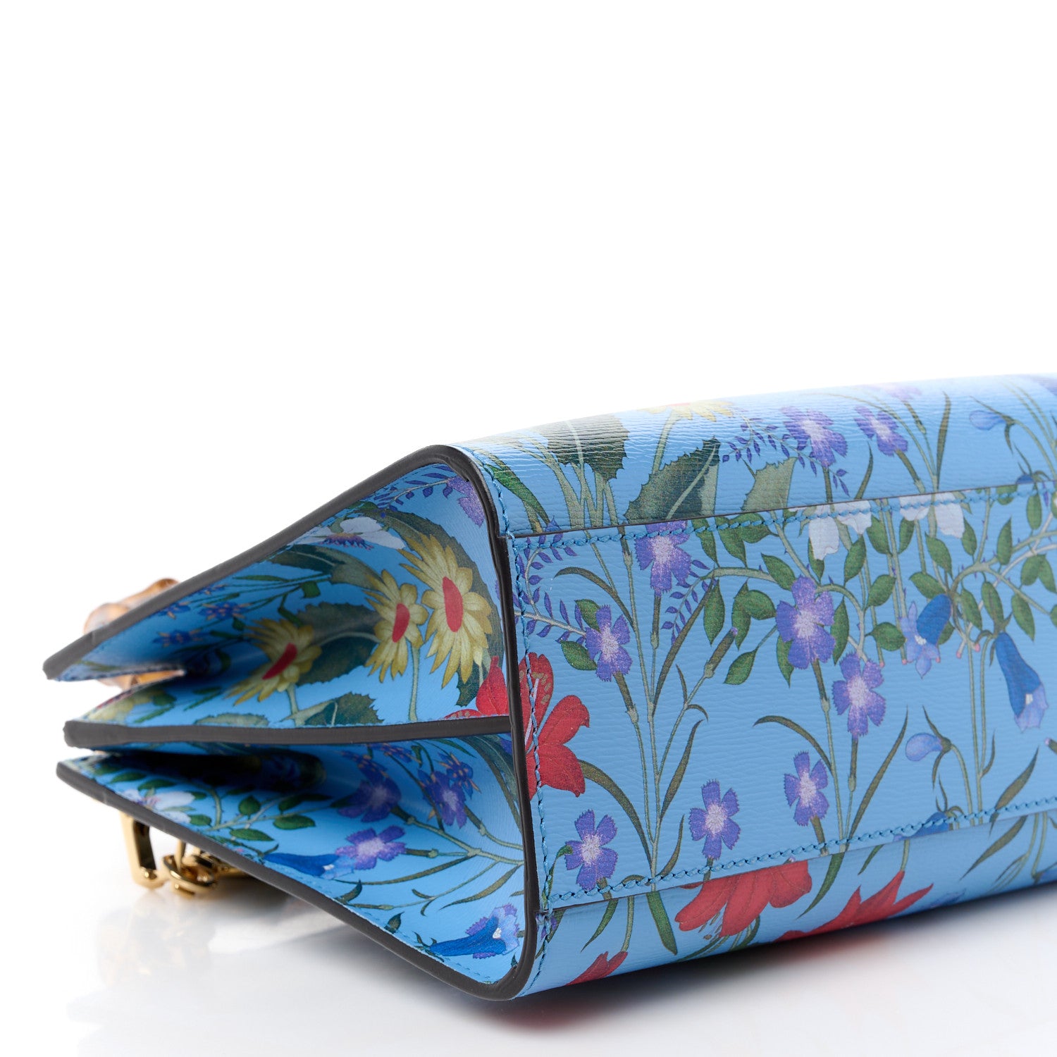 Gucci Calfskin Bamboo Web New Flora Small Nymphaea Top Handle Bag Azure 12 of 15