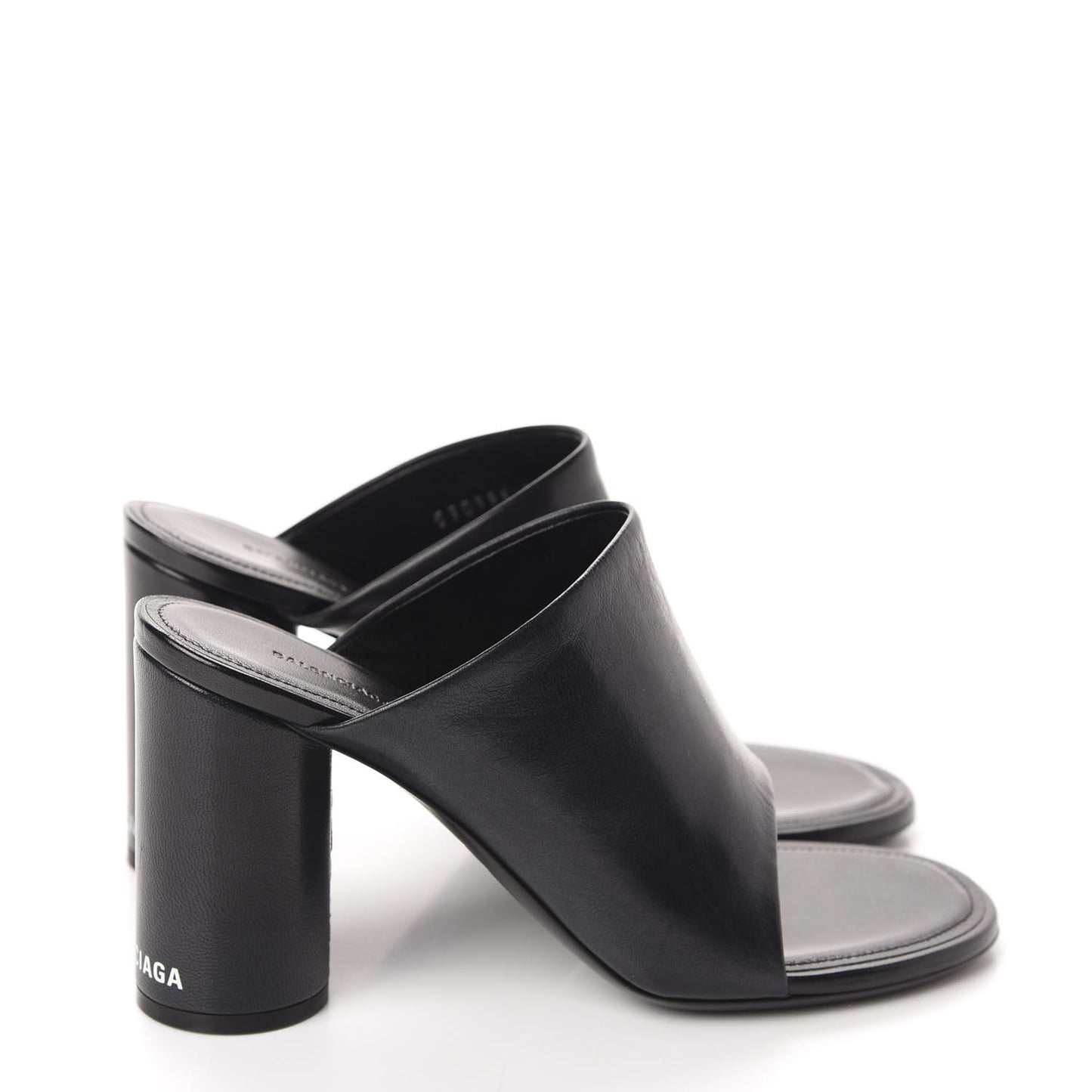 Shiny Sheepskin Oval 90mm Mule Pump 36.5 Black White