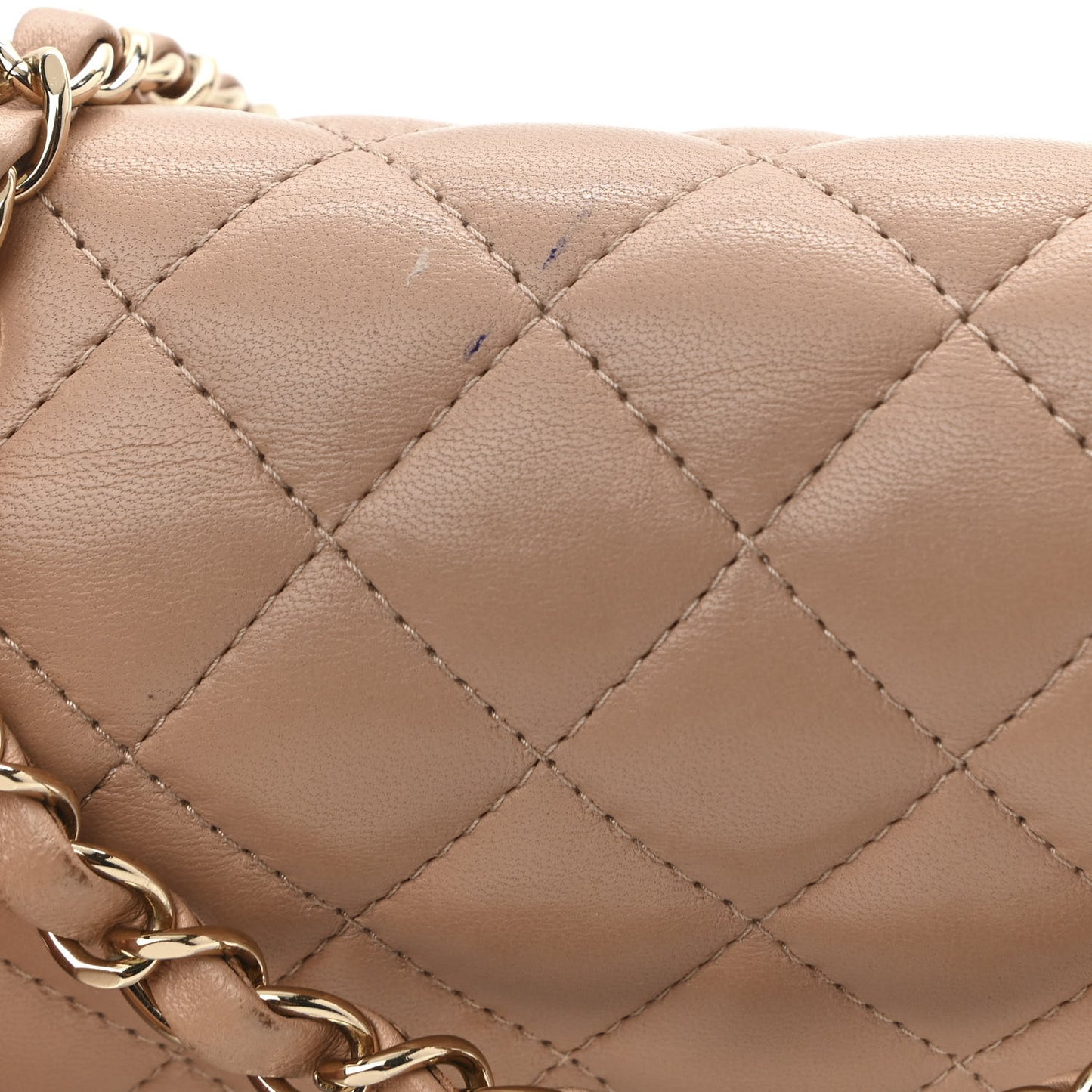 Lambskin Quilted Mini Rectangular Flap Beige