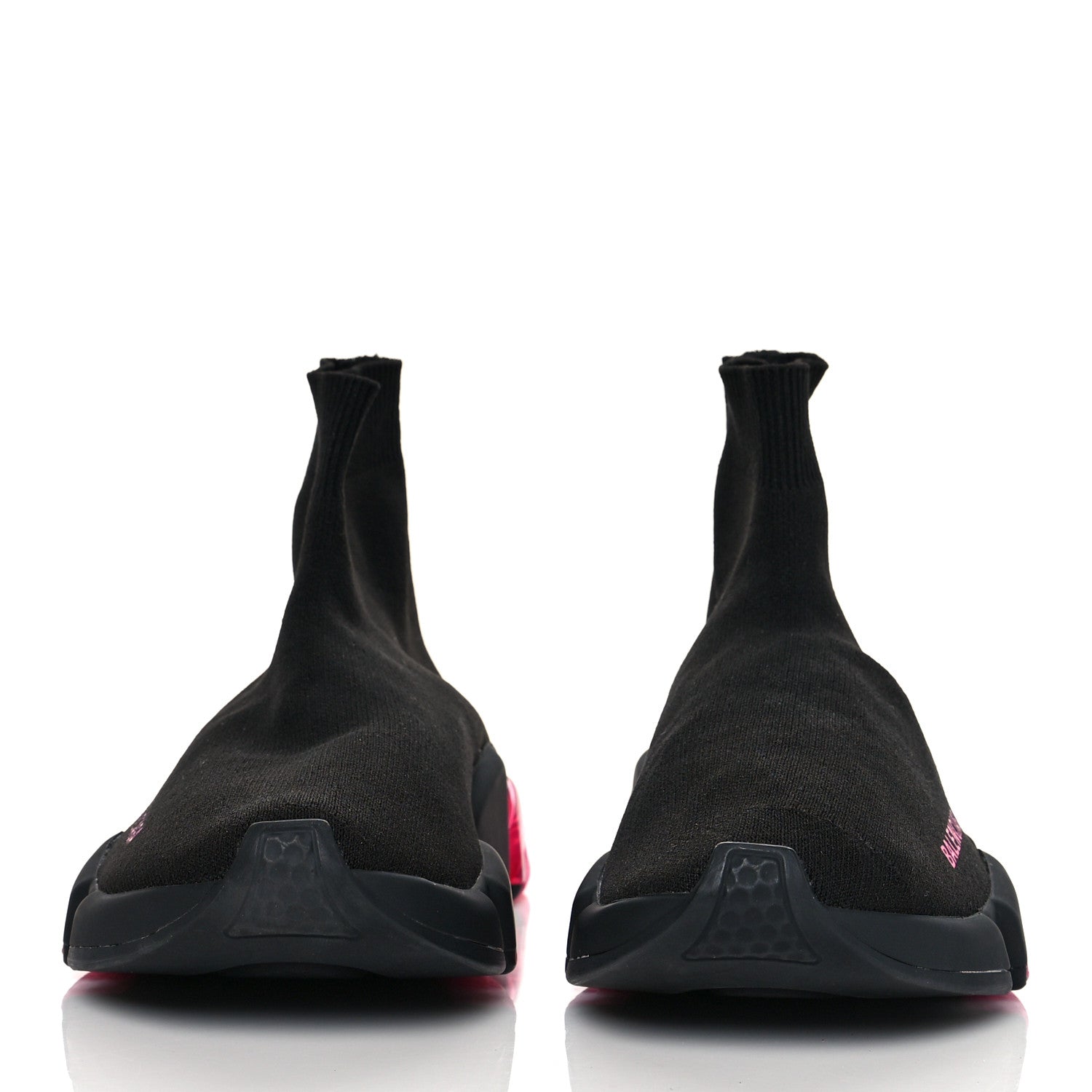 Balenciaga Neoprene Knit Womens Speed Clear Sole Sneakers 38 Black Pink Fluo 2 of 7