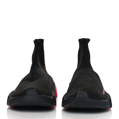 Balenciaga Neoprene Knit Womens Speed Clear Sole Sneakers 38 Black Pink Fluo 2 of 7