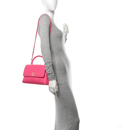 Chanel Caviar Quilted Small Coco Handle Flap Dark Pink 2 of 11
