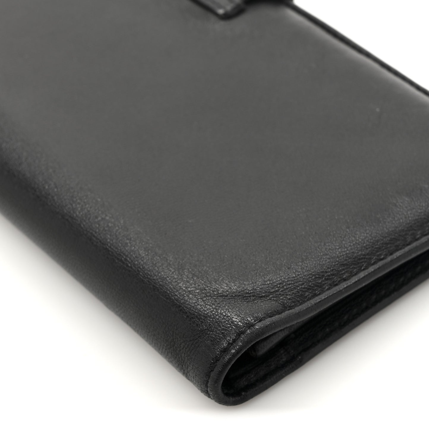 Calfskin Long Horizontal Wallet Black