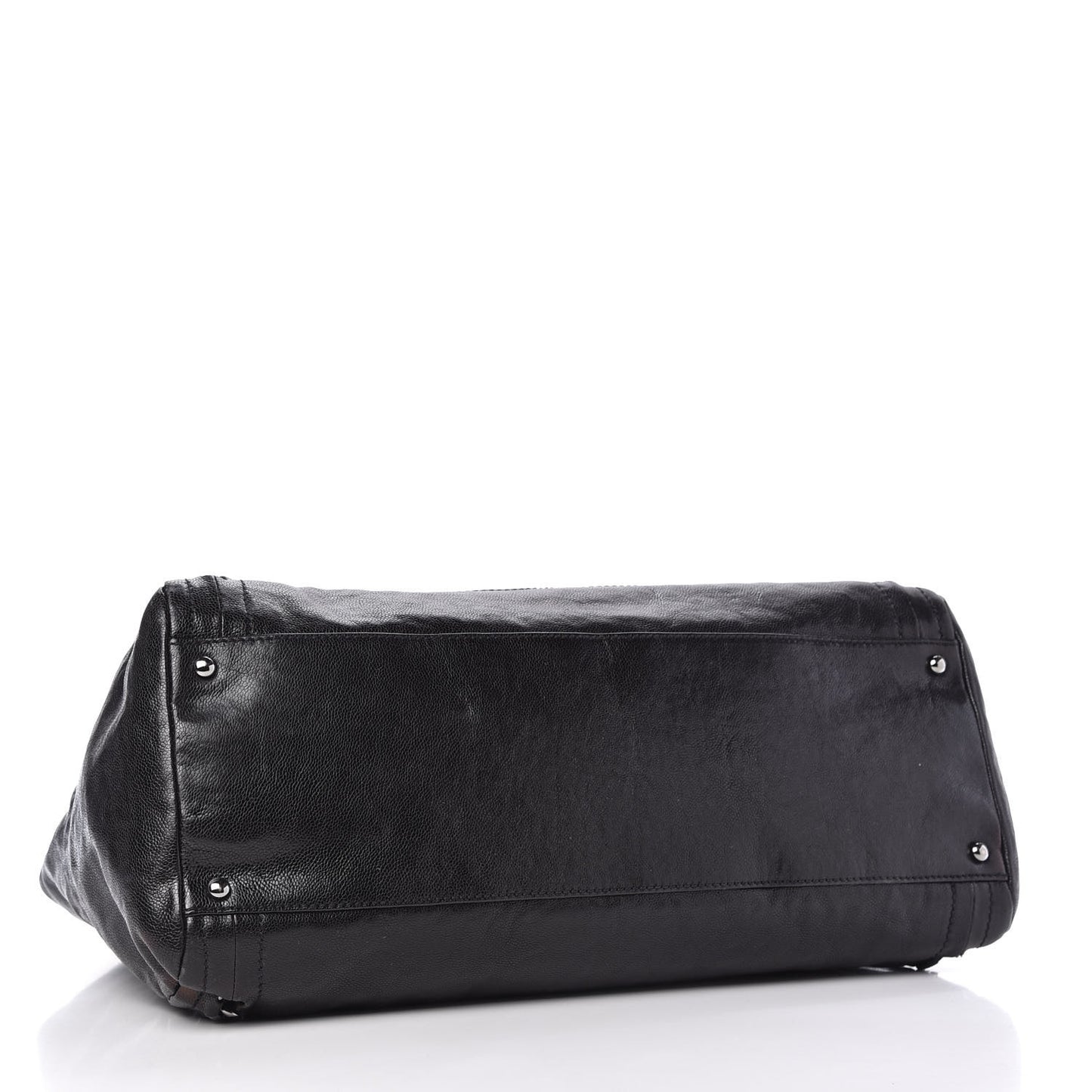 Glazed Caviar East West Modern Chain Tote Black