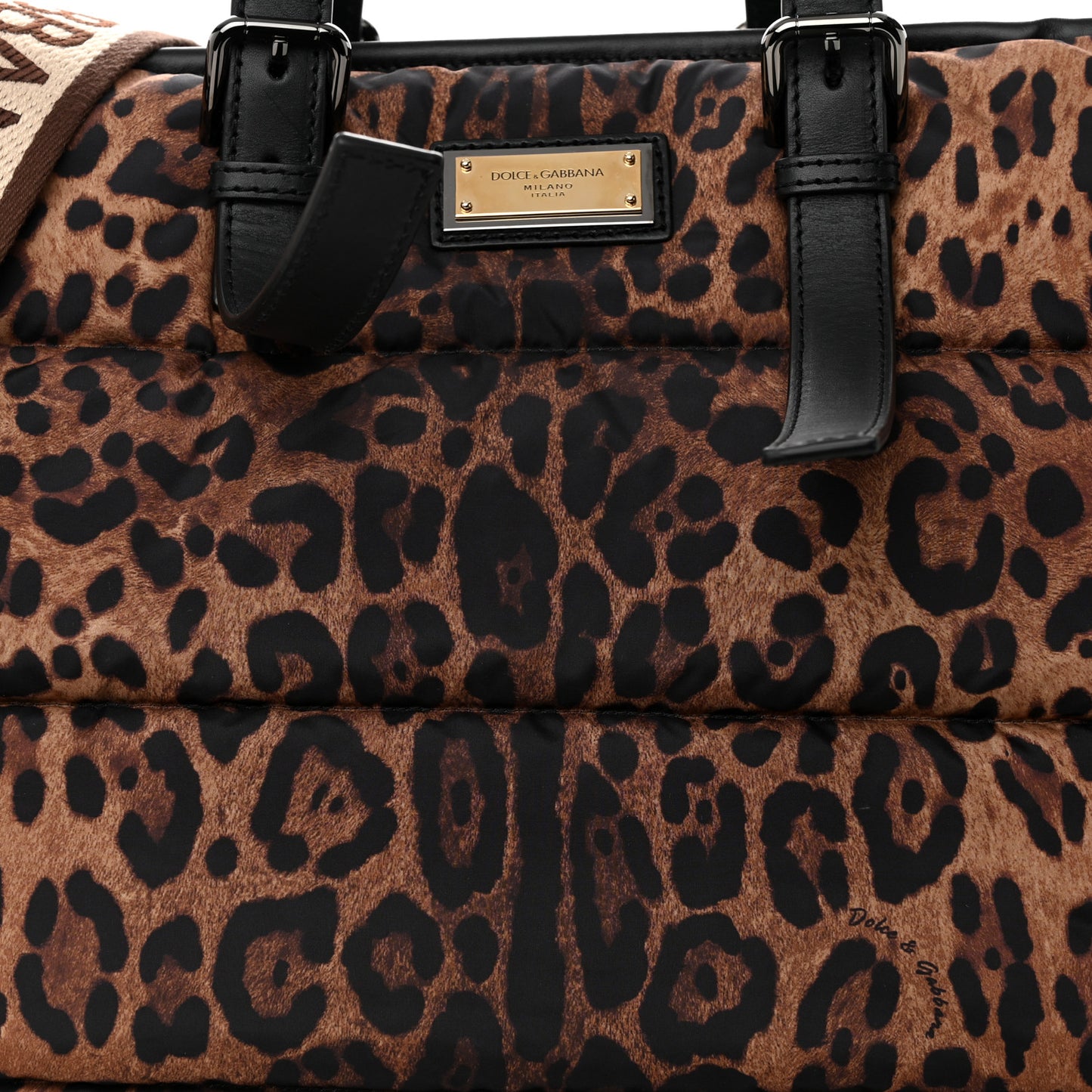 Nylon Leopard Print Sicily Shopper Tote Brown