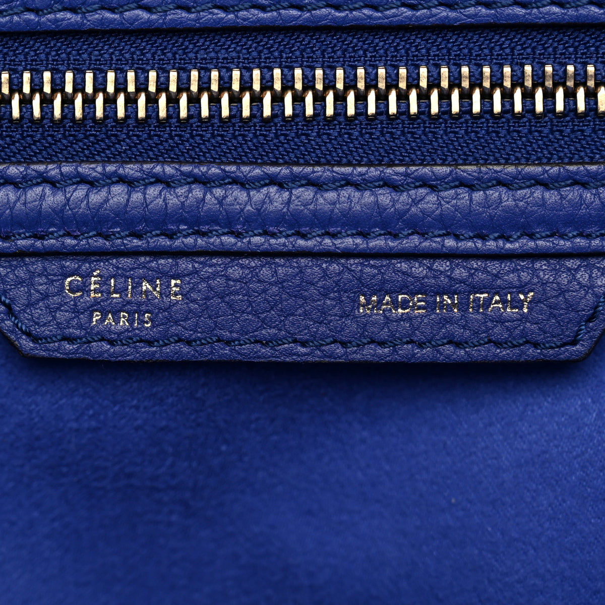 Celine Drummed Calfskin Mini Luggage Indigo 6 of 9