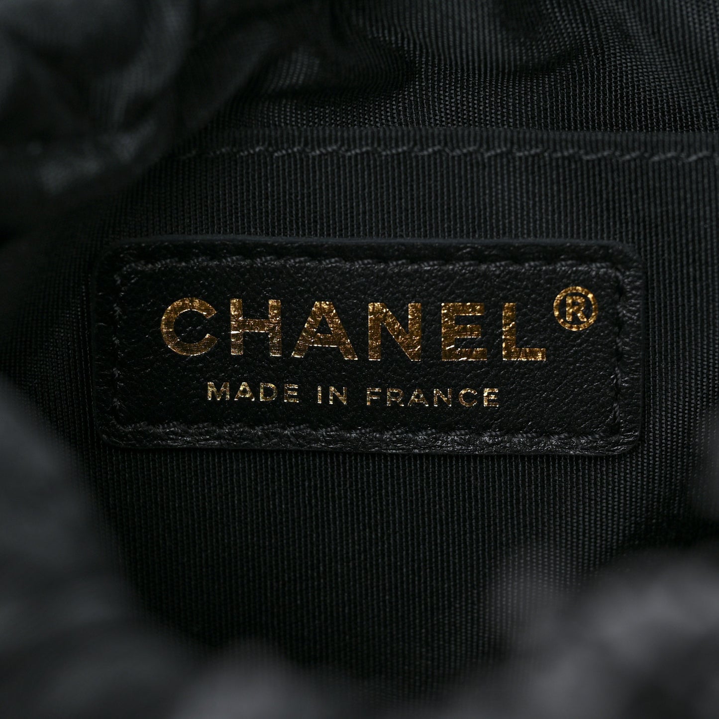 Denim Quilted Mood Bucket With Chain Black Multicolor