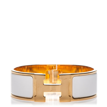 Hermes Enamel Wide Clic Clac H Bracelet GM White 1 of 5