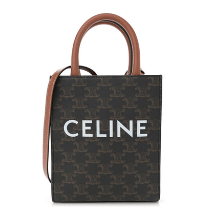 Celine Triomphe Canvas Calfskin Mini Vertical Cabas Tan 1 of 11