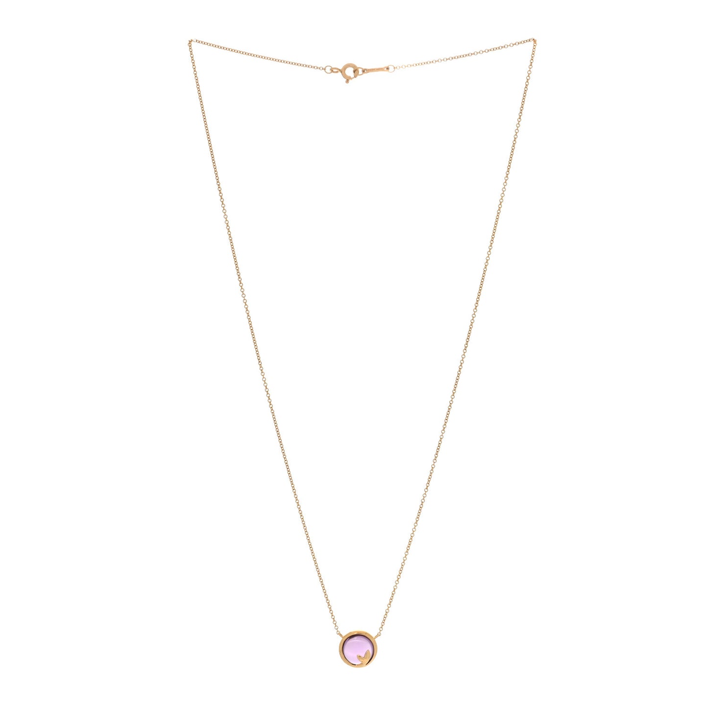 18K Yellow Gold Amethyst Paloma Picasso Olive Leaf Pendant Necklace