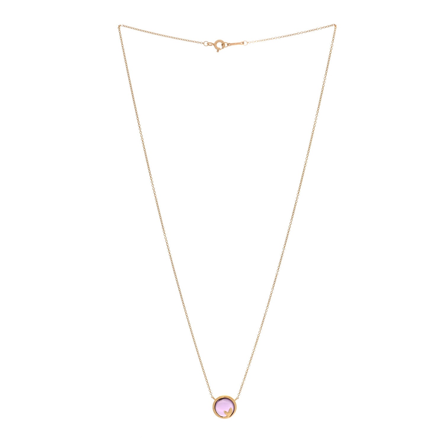 Tiffany 18K Yellow Gold Amethyst Paloma Picasso Olive Leaf Pendant Necklace 3 of 5