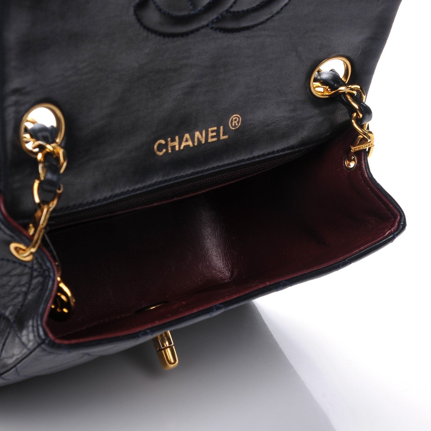 Lambskin Quilted Mini Square Flap Black