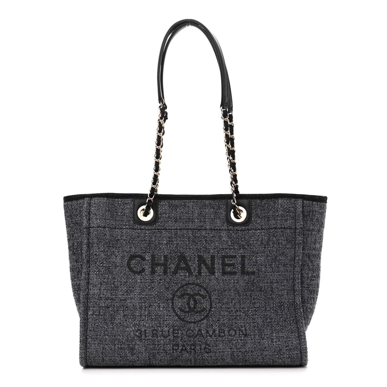 Chanel Woven Straw Raffia Small Deauville Tote Charcoal 1 of 10