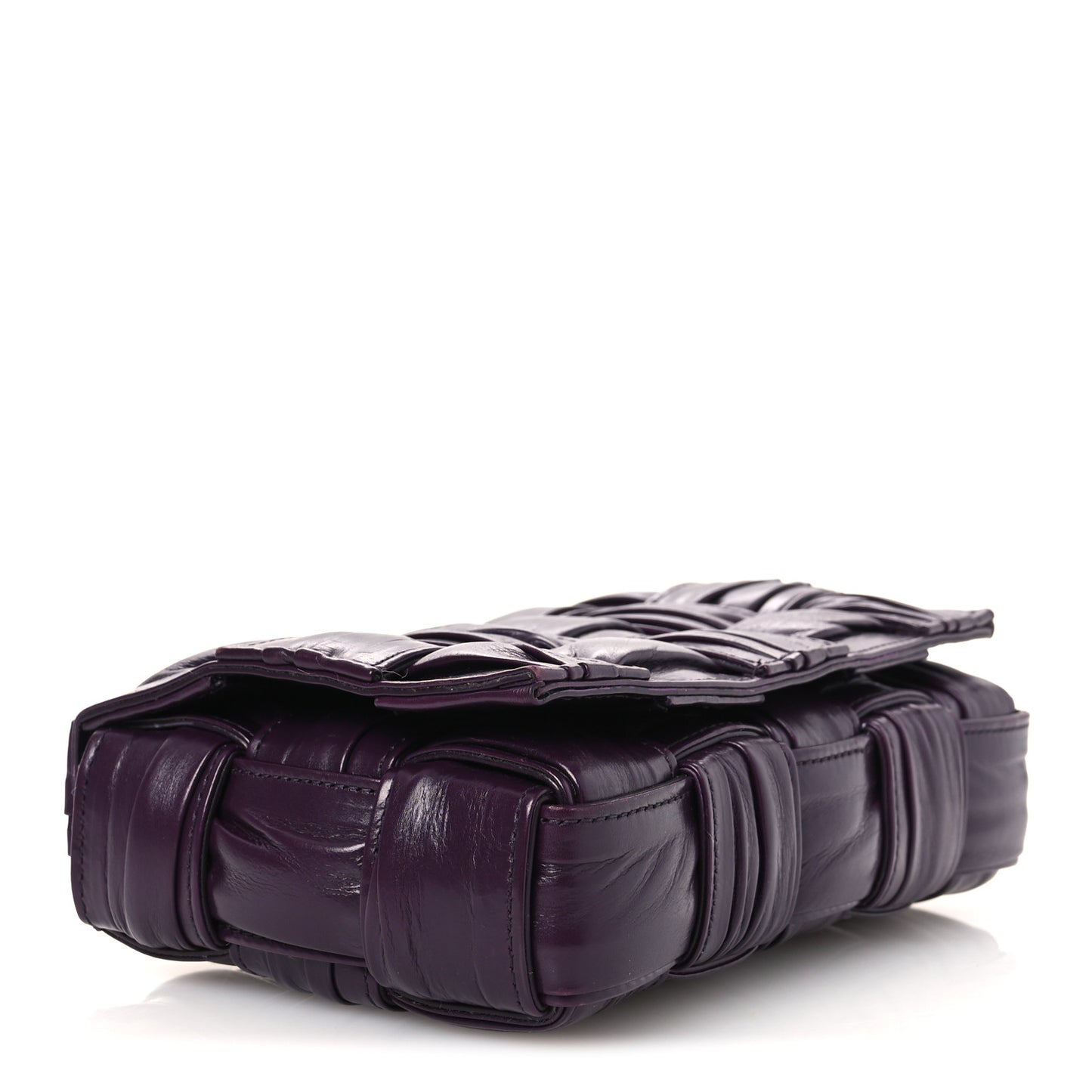 Calfskin Intreccio Plisse Cassette Crossbody Bag Dark Mystic