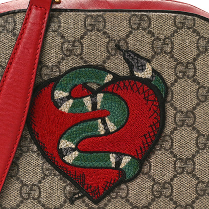 Gucci GG Supreme Monogram Kingsnake Heart Embroidered Mini Chain Shoulder Bag Beige Hibiscus Red 8 of 12