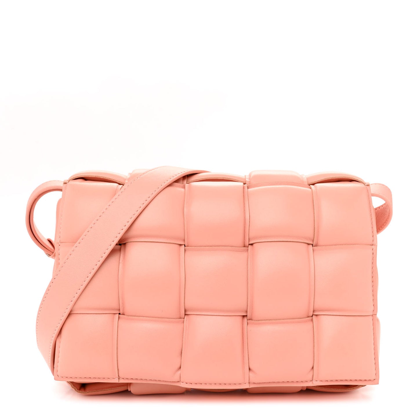 Nappa Maxi Intreccio Padded Cassette Crossbody Bag Peachy