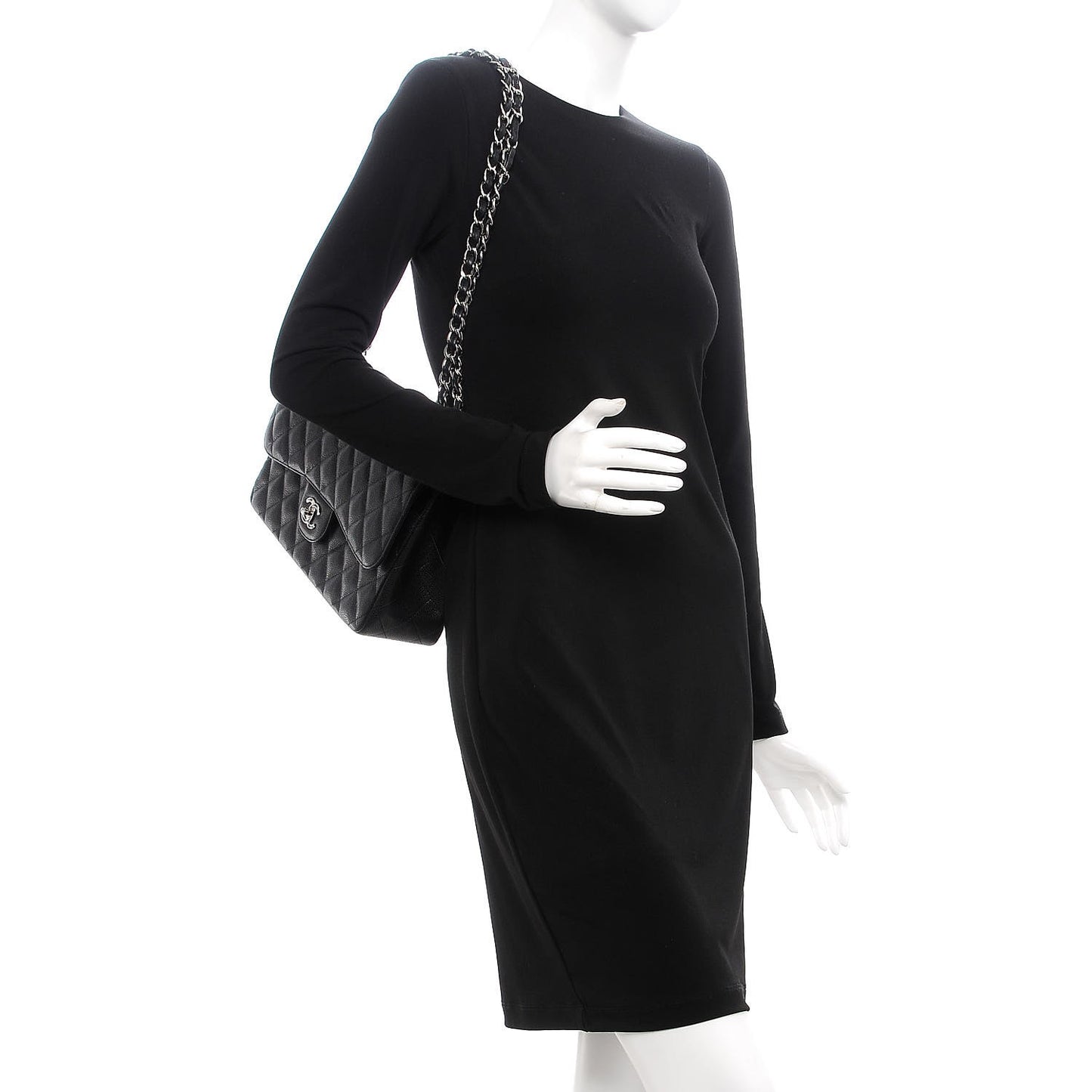 Caviar Quilted Jumbo Double Flap Black
