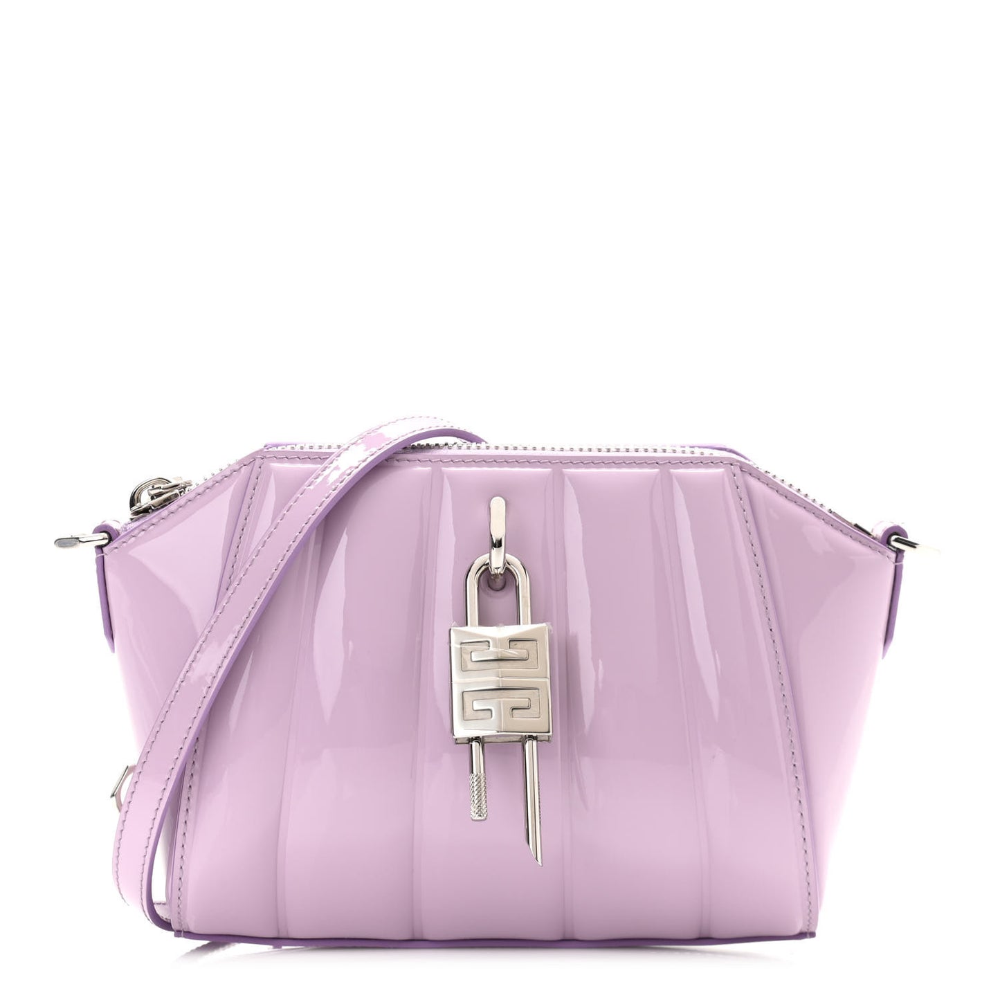 Patent Calfskin Mini Lock Antigona Shoulder Bag Lilac