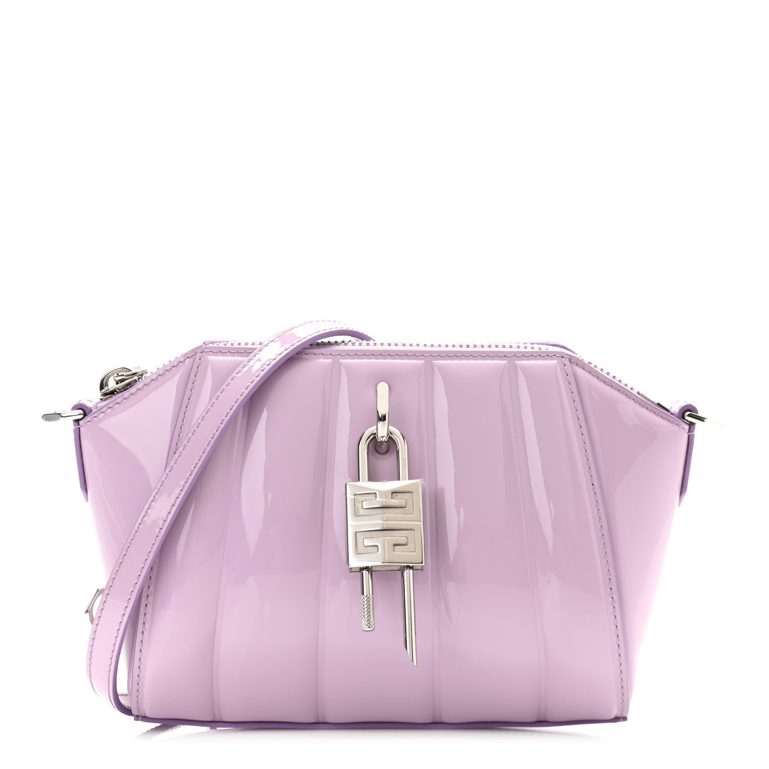 Givenchy Patent Calfskin Mini Lock Antigona Shoulder Bag Lilac 1 of 9