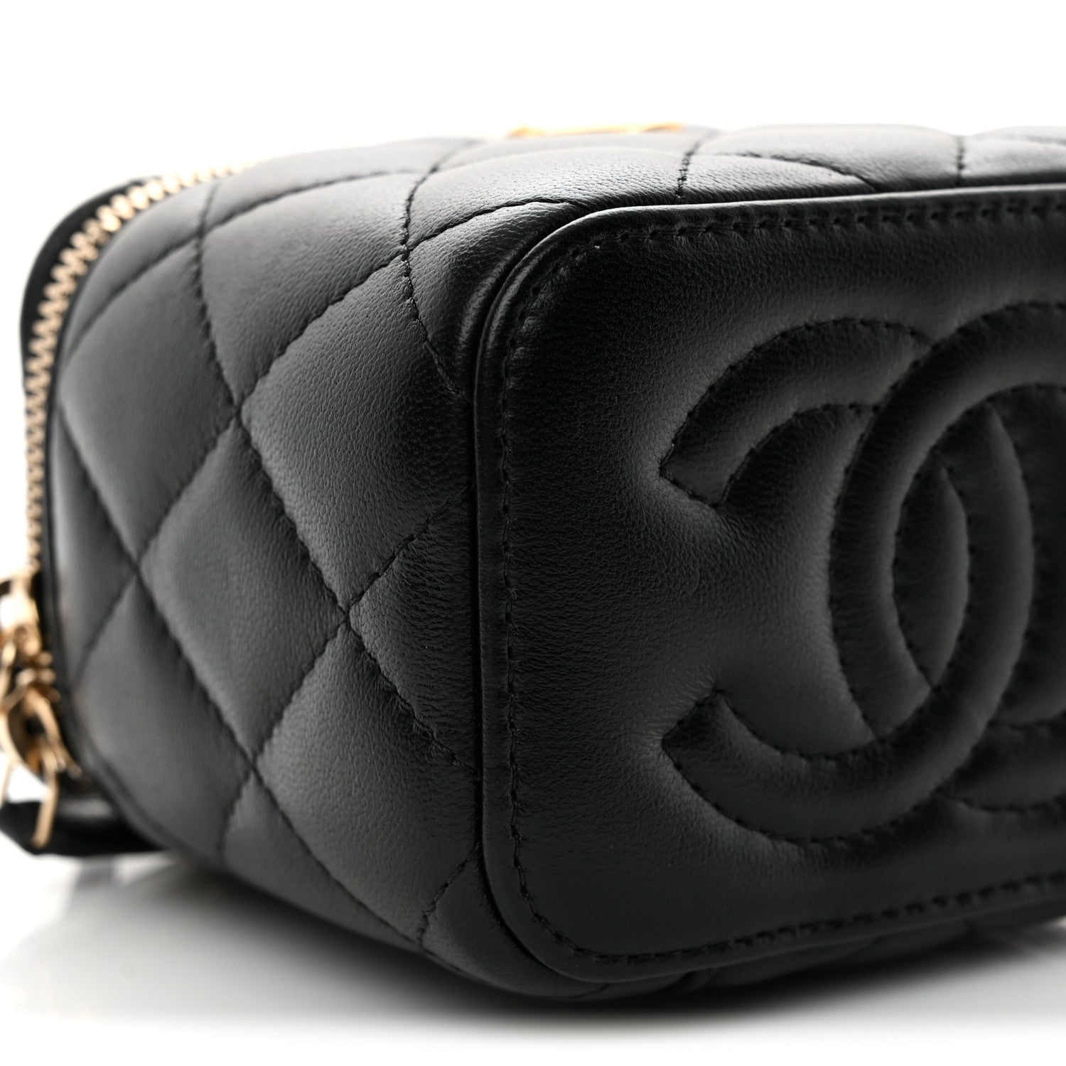 Chanel Lambskin Quilted Mini Pearl Crush Vanity Case With Chain Black 9 of 11
