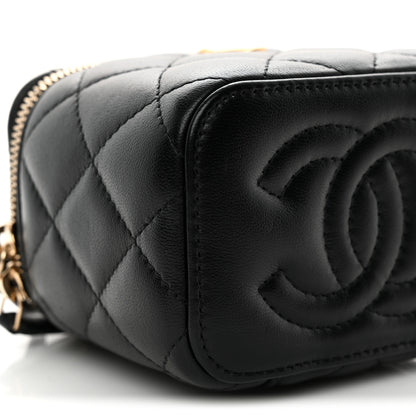Chanel Lambskin Quilted Mini Pearl Crush Vanity Case With Chain Black 9 of 11