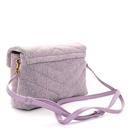 Saint Laurent Denim Y Quilted Monogram Toy Loulou Crossbody Bag Bleached Lilac 3 of 10
