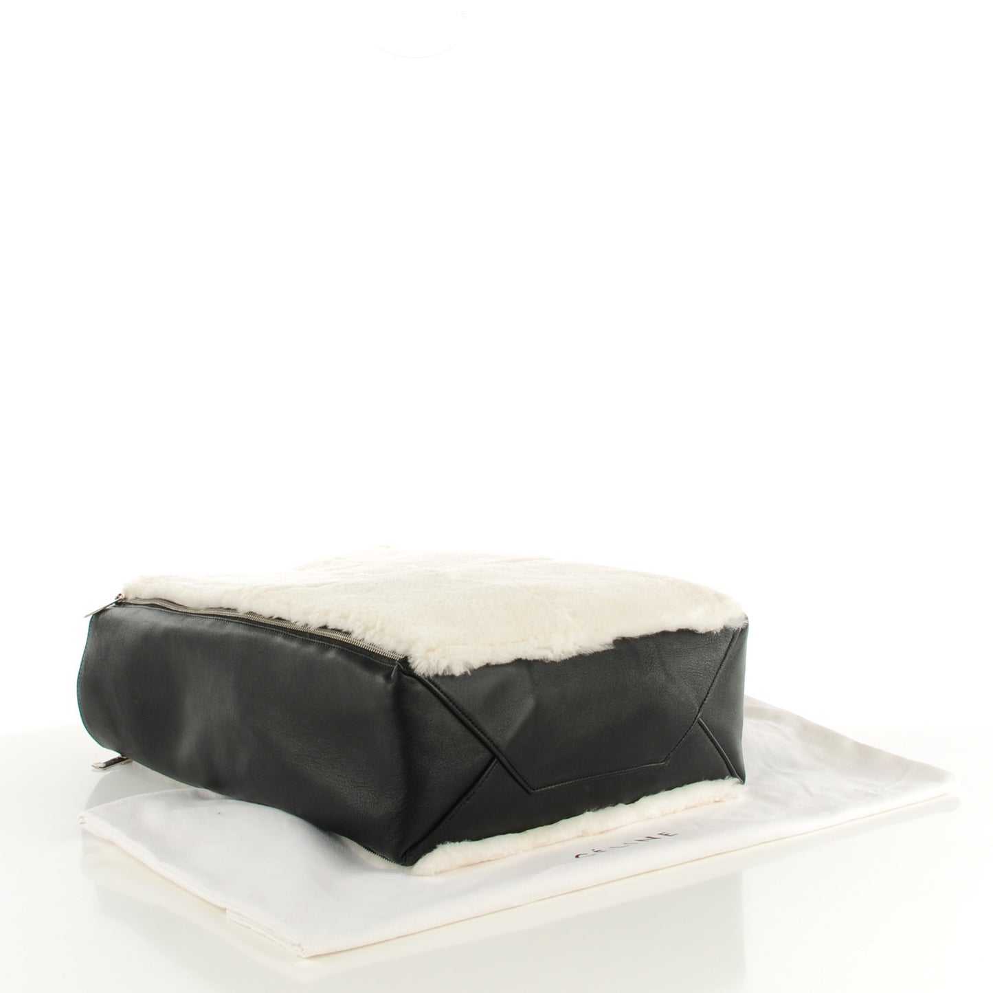 Shearling Smooth Lambskin Vertical Gusset Cabas White