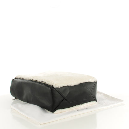 Celine Shearling Smooth Lambskin Vertical Gusset Cabas White 5 of 8