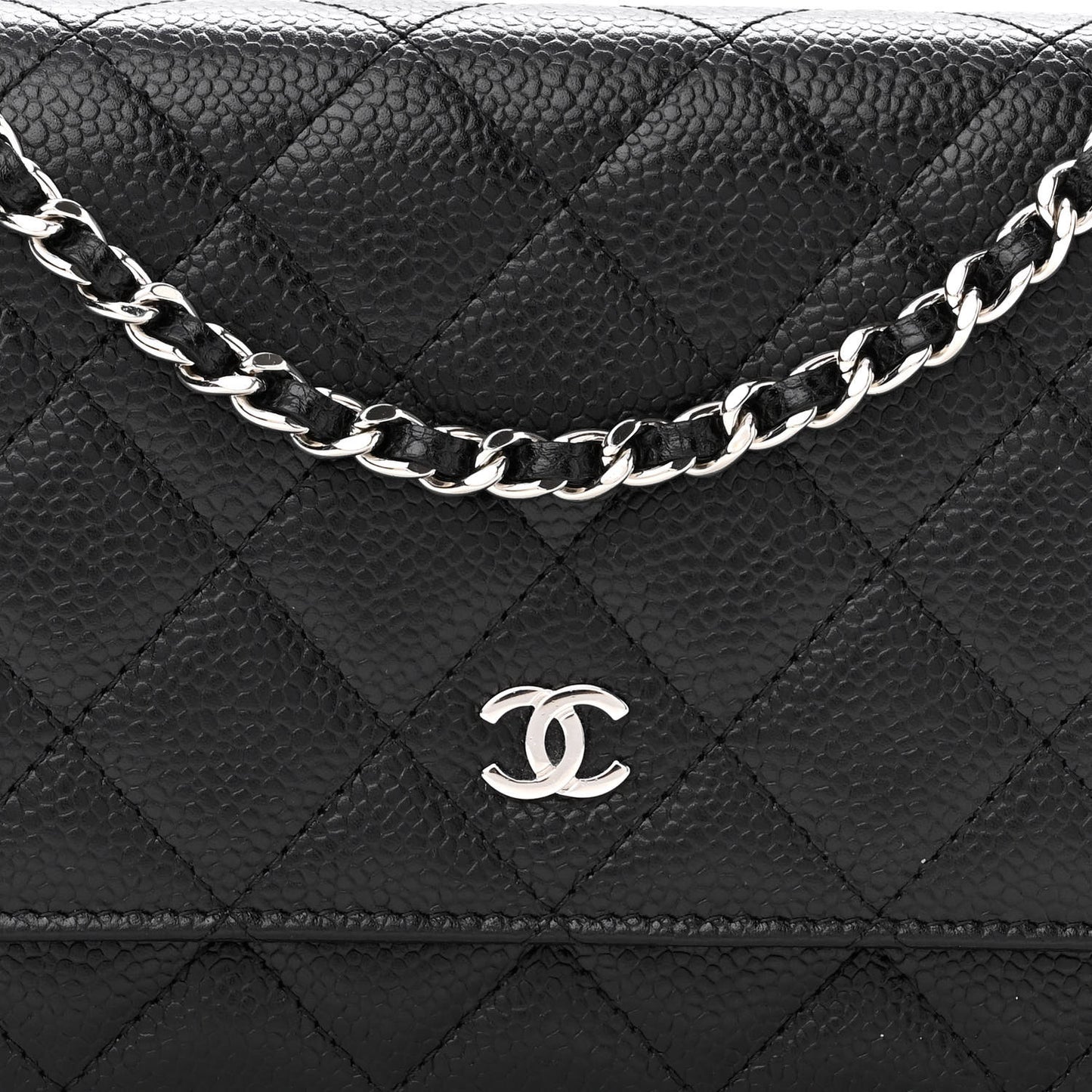 Caviar Quilted Wallet On Chain WOC Black