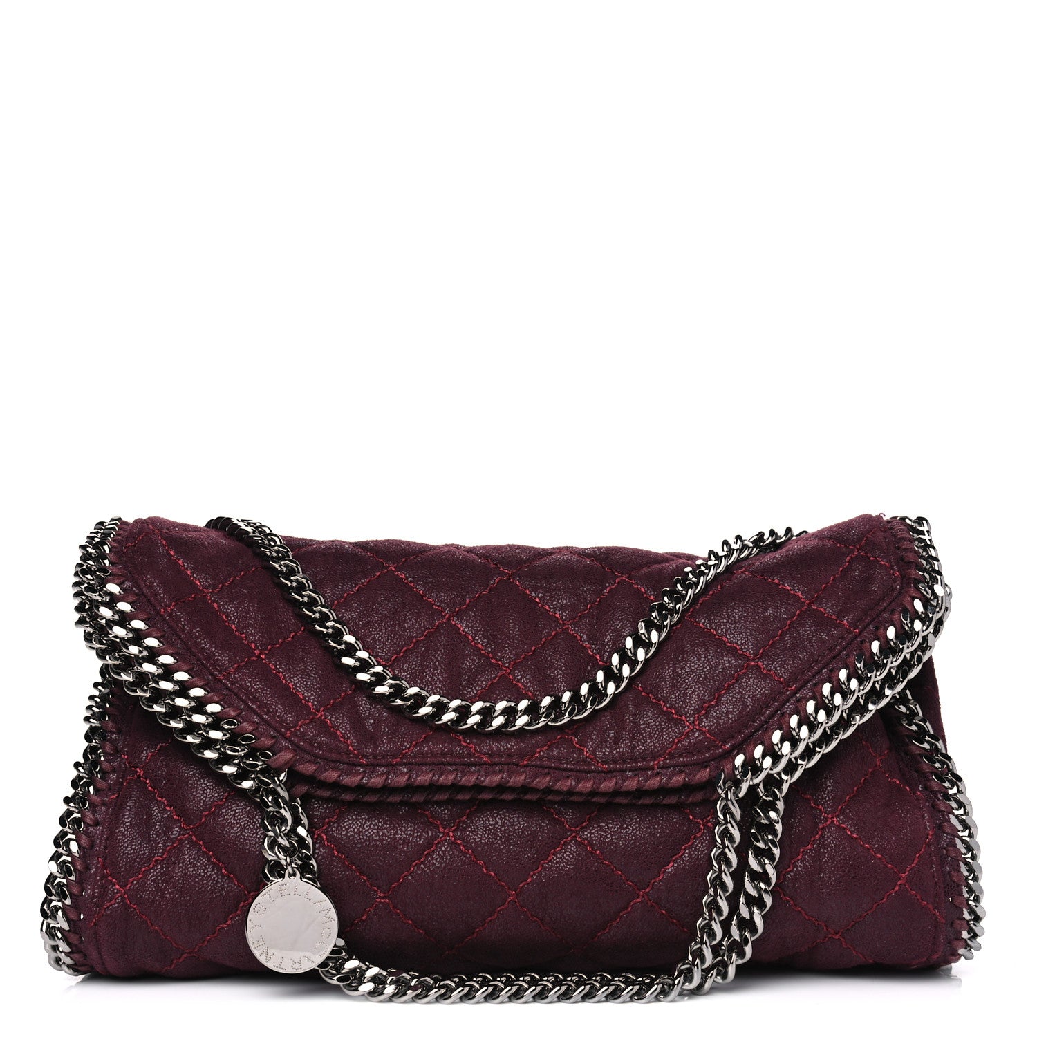 Stella McCartney Shaggy Deer Quilted Falabella Fold Over Tote Plum 1 of 4