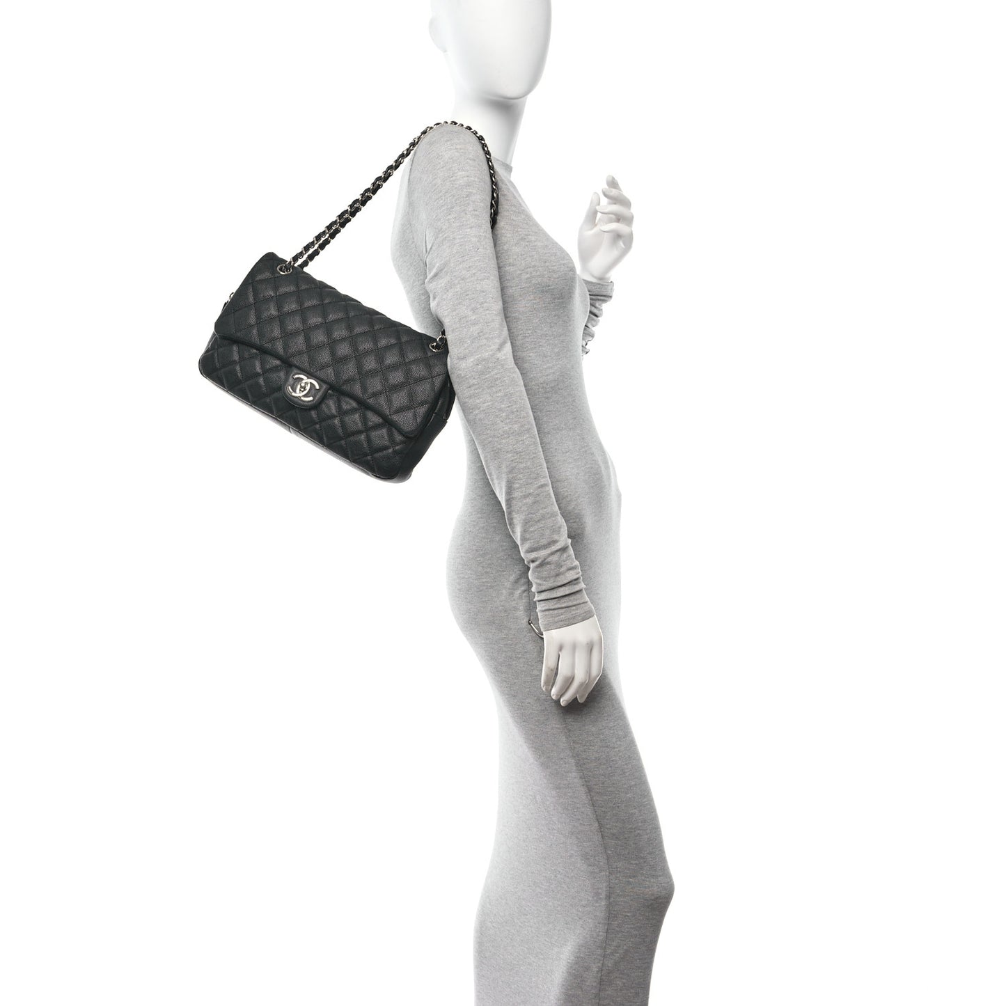 Caviar Quilted Jumbo Easy Flap Black