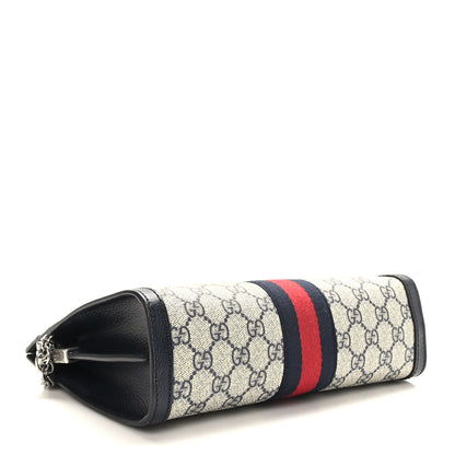Gucci GG Supreme Monogram Textured Dollar Calfskin Web Small Ophidia Chain Shoulder Bag Beige Blue 4 of 9