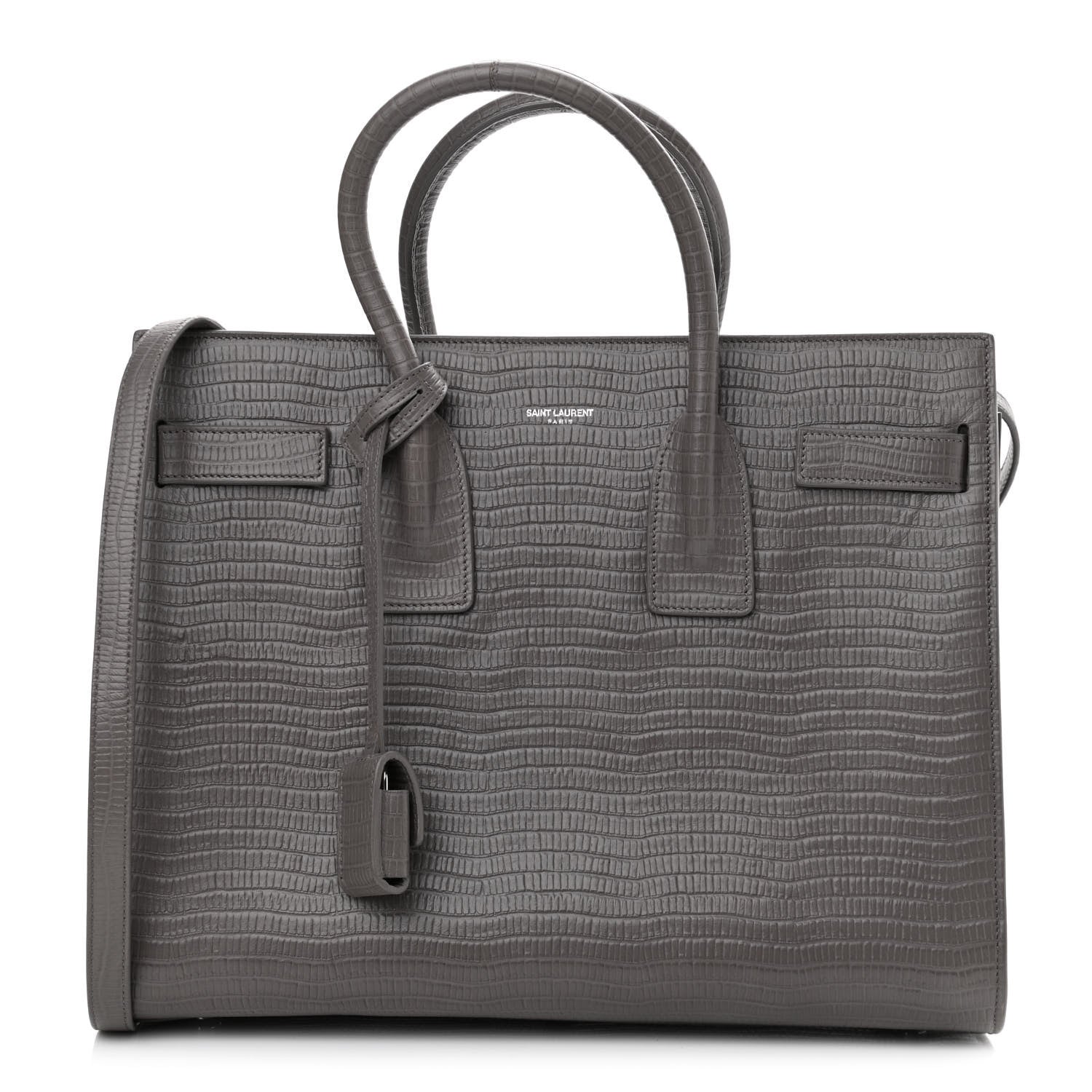 Saint Laurent Lizard Calfskin Embossed Small Sac De Jour Fog 1 of 12
