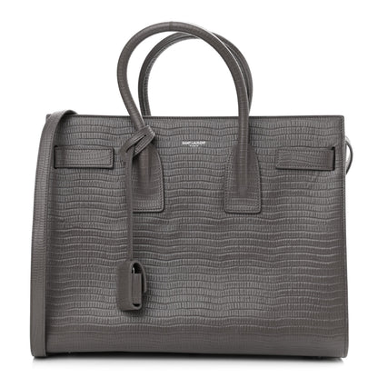 Saint Laurent Lizard Calfskin Embossed Small Sac De Jour Fog 1 of 12