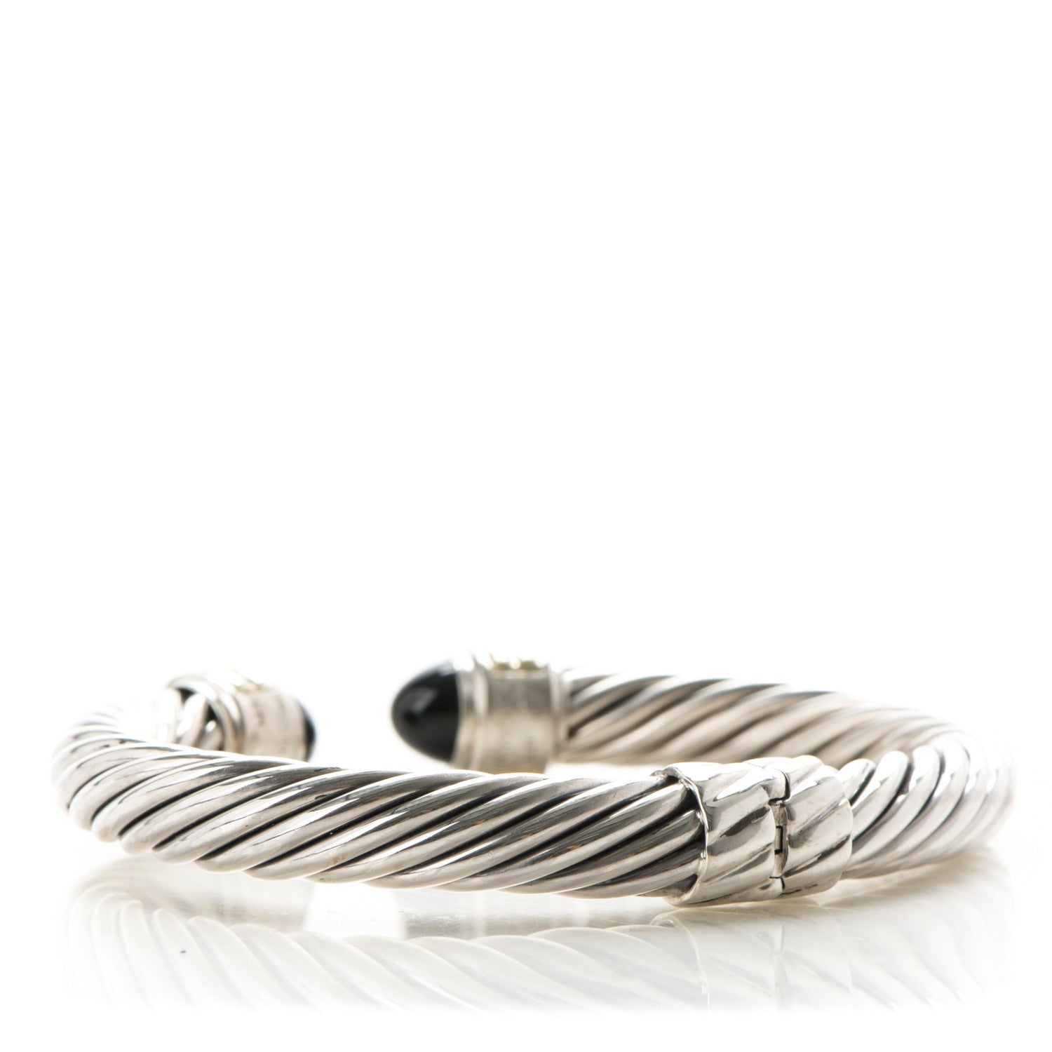 David Yurman Sterling Silver 14k Yellow Gold Black Onyx 10mm Cable Classics Bracelet 3 of 4