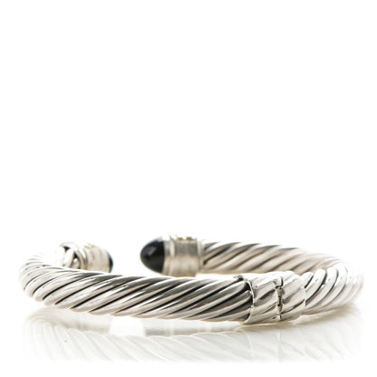 David Yurman Sterling Silver 14k Yellow Gold Black Onyx 10mm Cable Classics Bracelet 3 of 4
