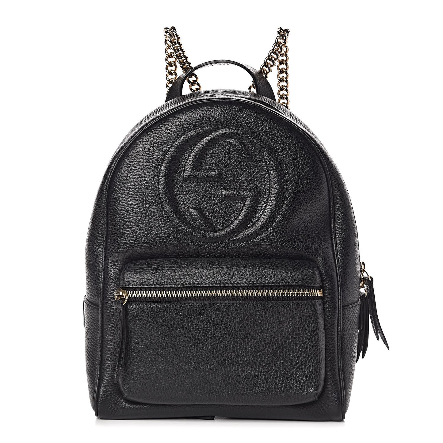 Pebbled Calfskin Soho Chain Backpack Black