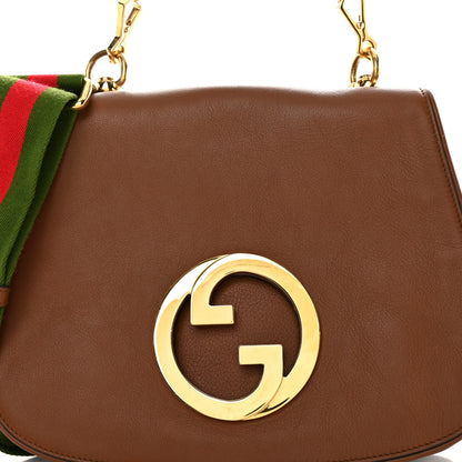 Gucci Roxy Calfskin Web Medium Blondie Top Handle Shoulder Flap Bag Cuir 7 of 9