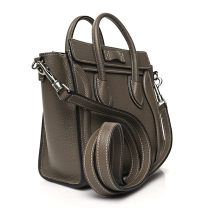 Celine Drummed Calfskin Nano Luggage Souris 3 of 13