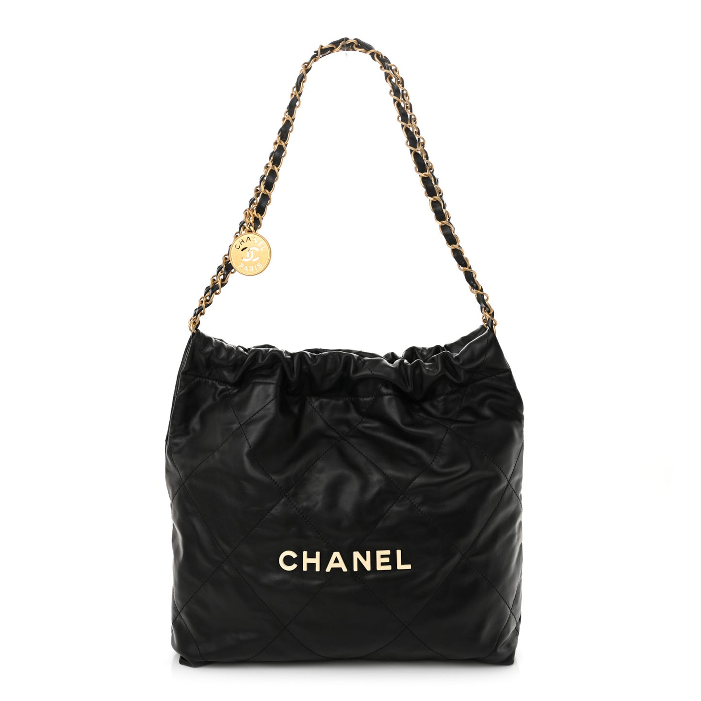 Calfskin Quilted Small Chanel 22 Black